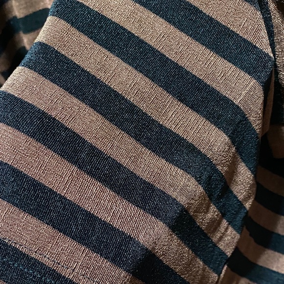 PSE Vintage plus size 3X Striped Black and Brown stretchy long sleeve top - Picture 6 of 12